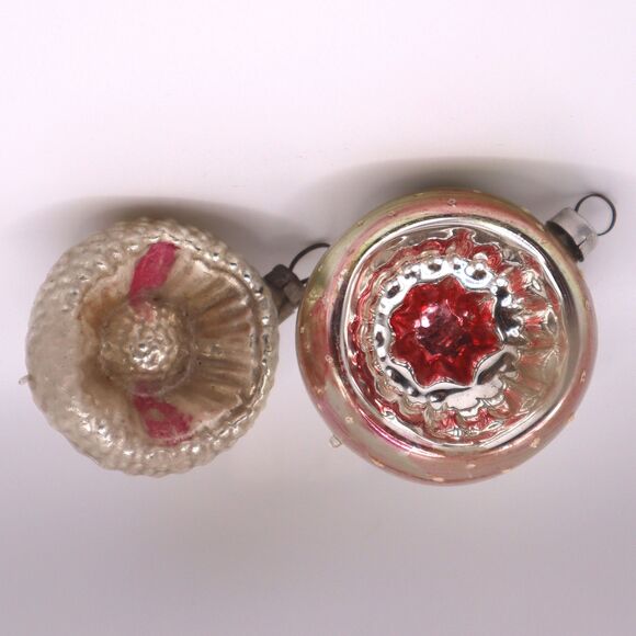 Vintage Flower Indent Christmas Ornaments Pink Bumpy - Picture 1 of 4